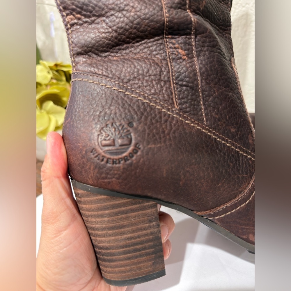 Timberland Women's 11" Rudston Platform Boots Sz 7.5 Block Heel Brown Leather - Picture 9 of 17